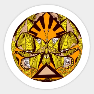 Yellow Sunrise Abstract Butterfly Sticker